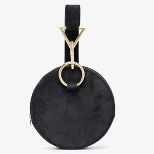 Tara Zadeh | Round Black Suede Clutch